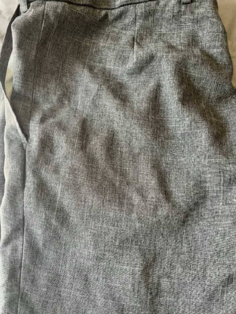 Gray Linen-Blend Dress Pants